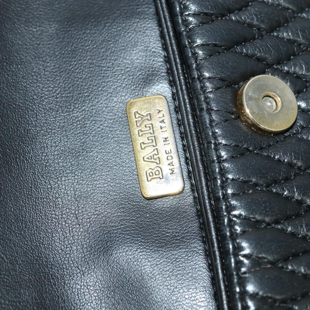 BALLY Chain Shoulder Bag Leather Black Auth KD281