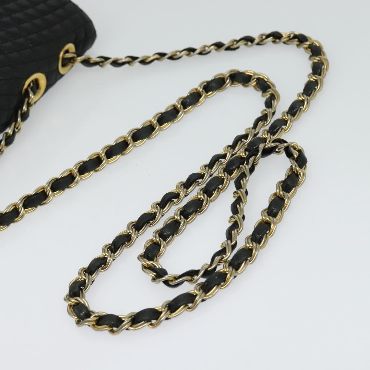 BALLY Chain Shoulder Bag Leather Black Auth KD281