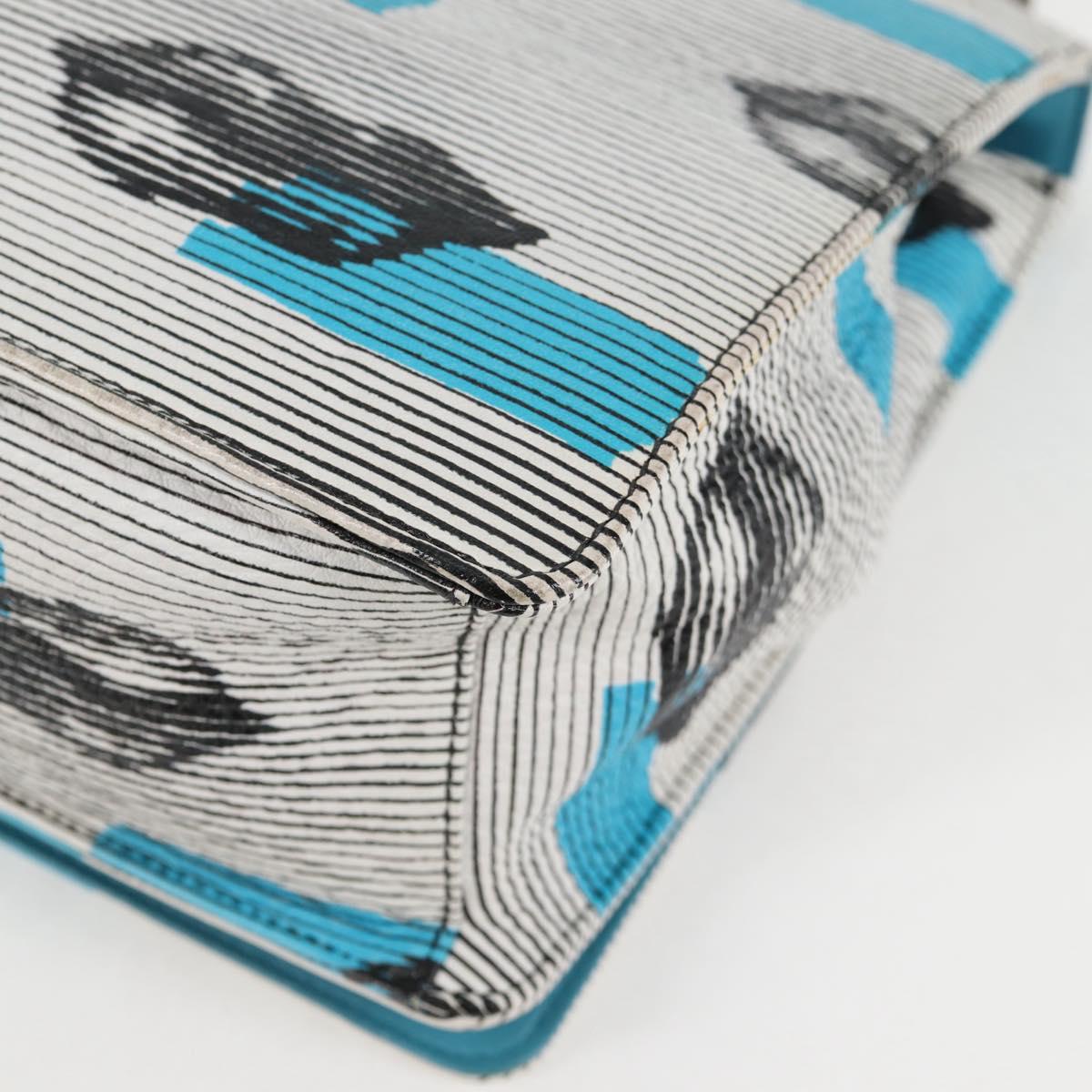 PRADA Chain Shoulder Bag Leather Blue Silver Auth KD283M