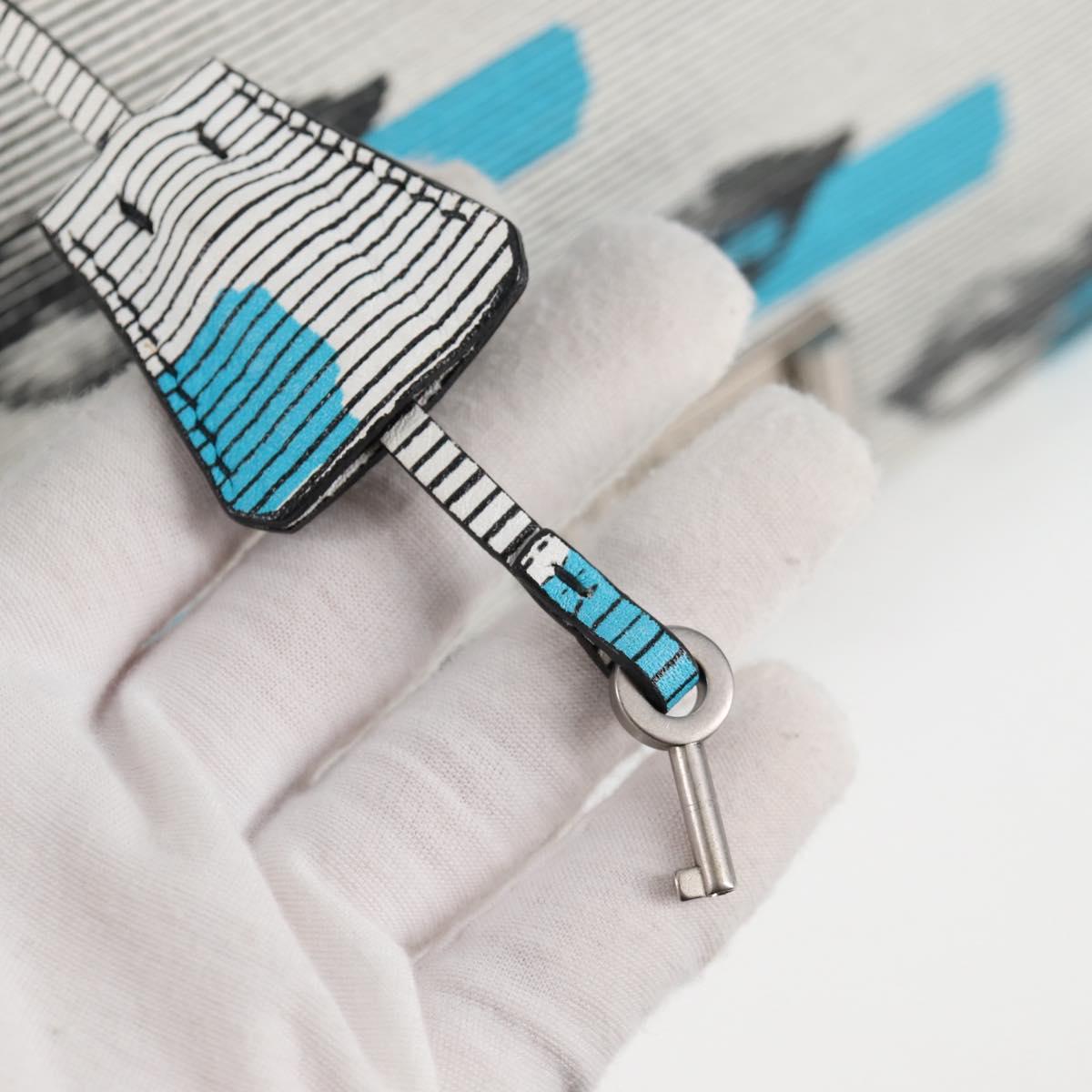 PRADA Chain Shoulder Bag Leather Blue Silver Auth KD283M