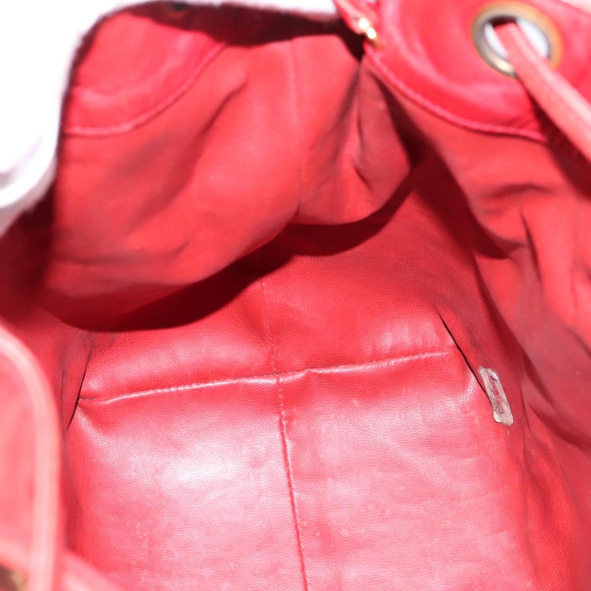 CHANEL Matelasse Chain Shoulder Bag Lamb Skin Red Gold CC Auth KD284