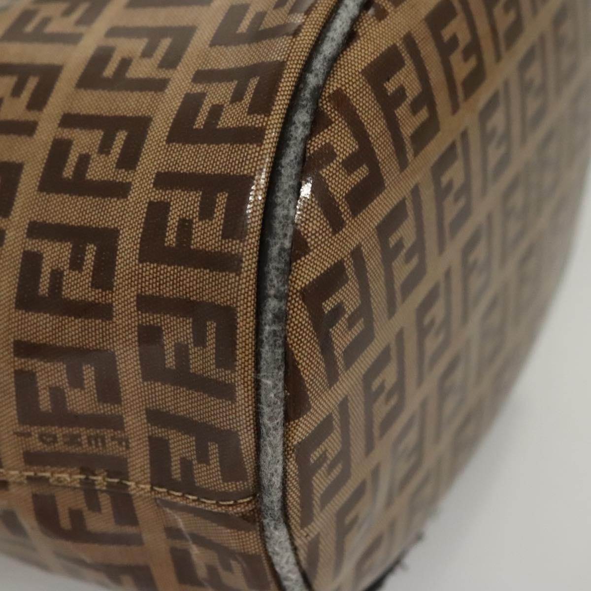 FENDI Zucchino Canvas Mamma Baguette Hand Bag Enamel Beige Gold Auth KD316