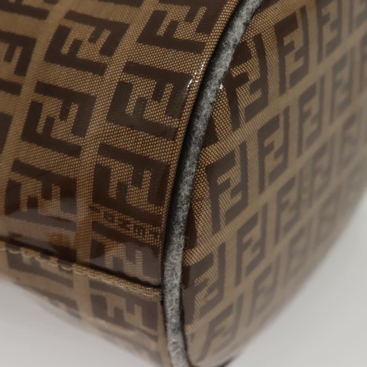 FENDI Zucchino Canvas Mamma Baguette Hand Bag Enamel Beige Gold Auth KD316