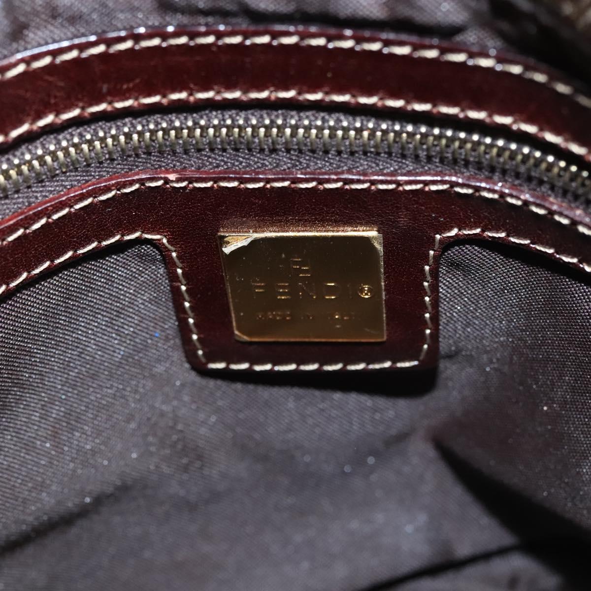 FENDI Zucchino Canvas Mamma Baguette Hand Bag Enamel Beige Gold Auth KD316