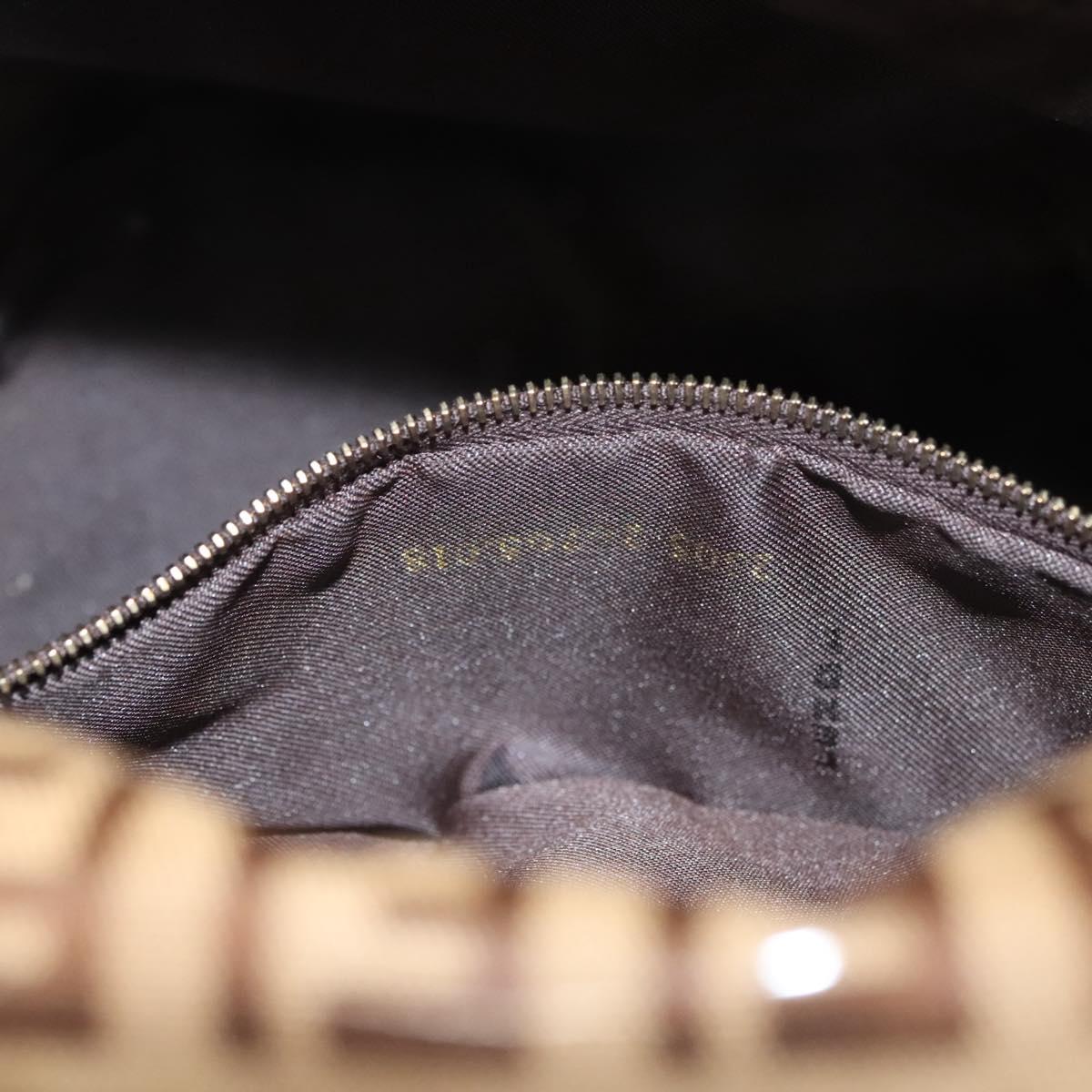 FENDI Zucchino Canvas Mamma Baguette Hand Bag Enamel Beige Gold Auth KD316