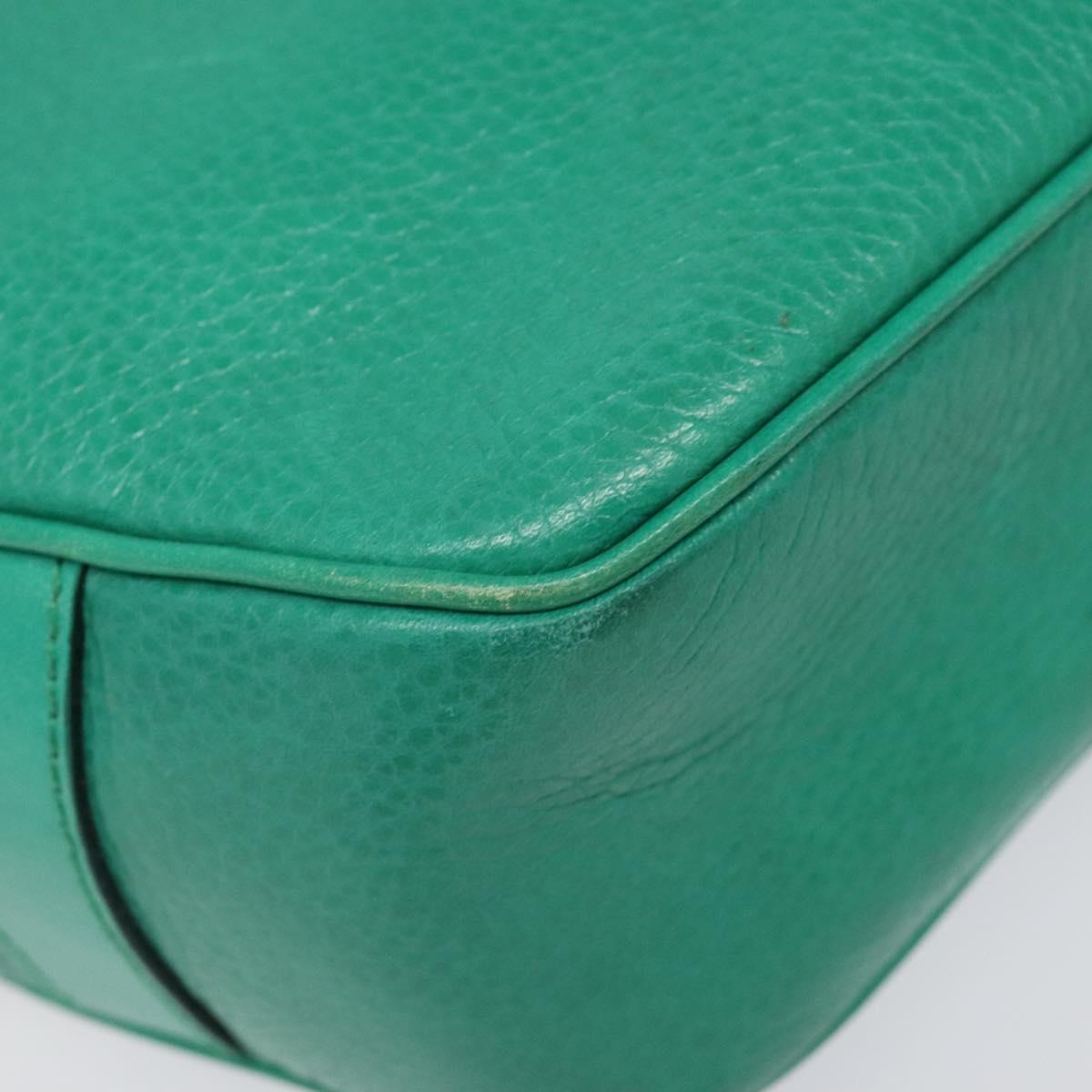 CELINE Shoulder Bag Leather Green Gold Auth KD318