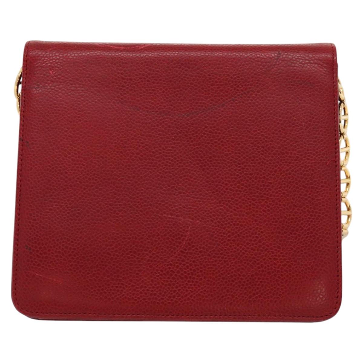 Christian Dior Shoulder Bag Leather Gold Red Auth KD333