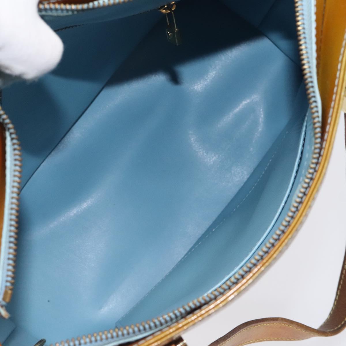 LOUIS VUITTON Monogram Vernis Houston Hand Bag Baby Blue M91005 LV Auth KD353