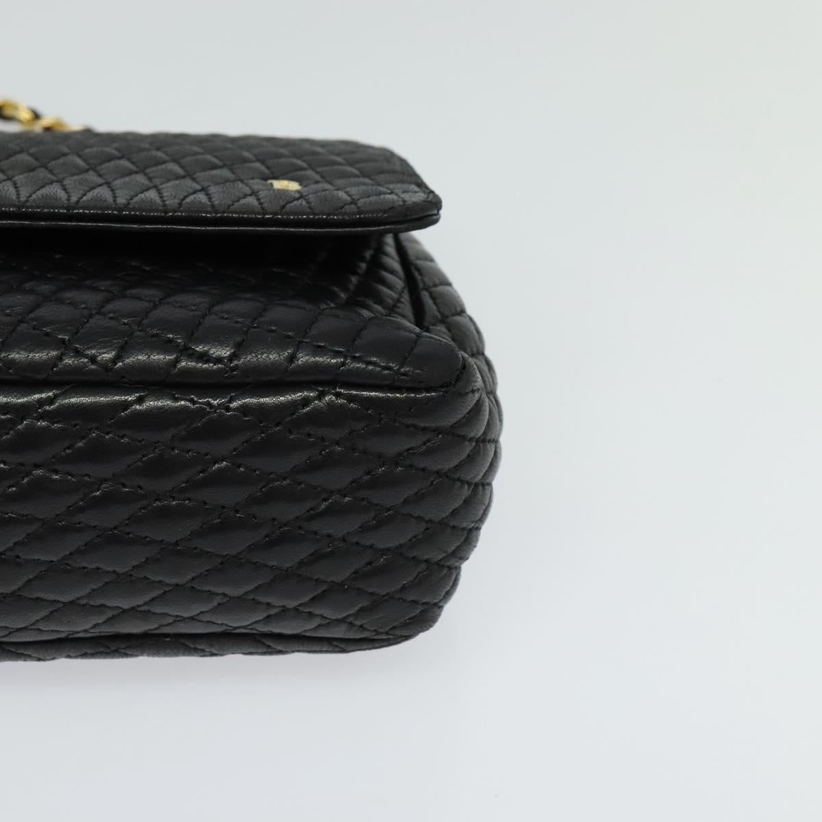 BALLY Chain Shoulder Bag Leather Black Auth KD388