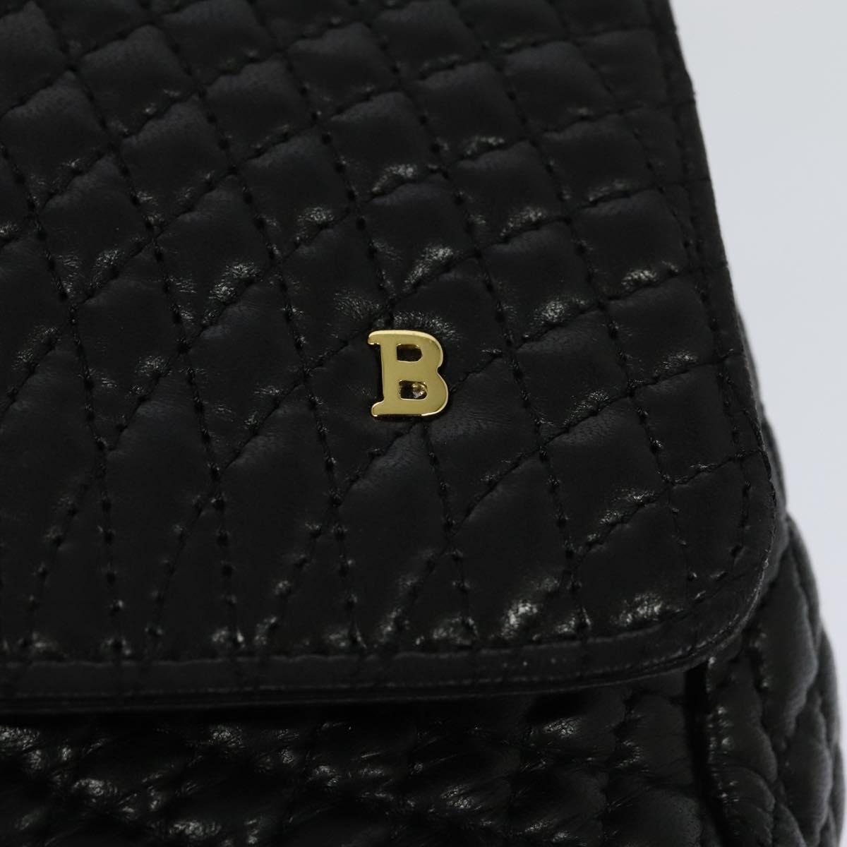 BALLY Chain Shoulder Bag Leather Black Auth KD388