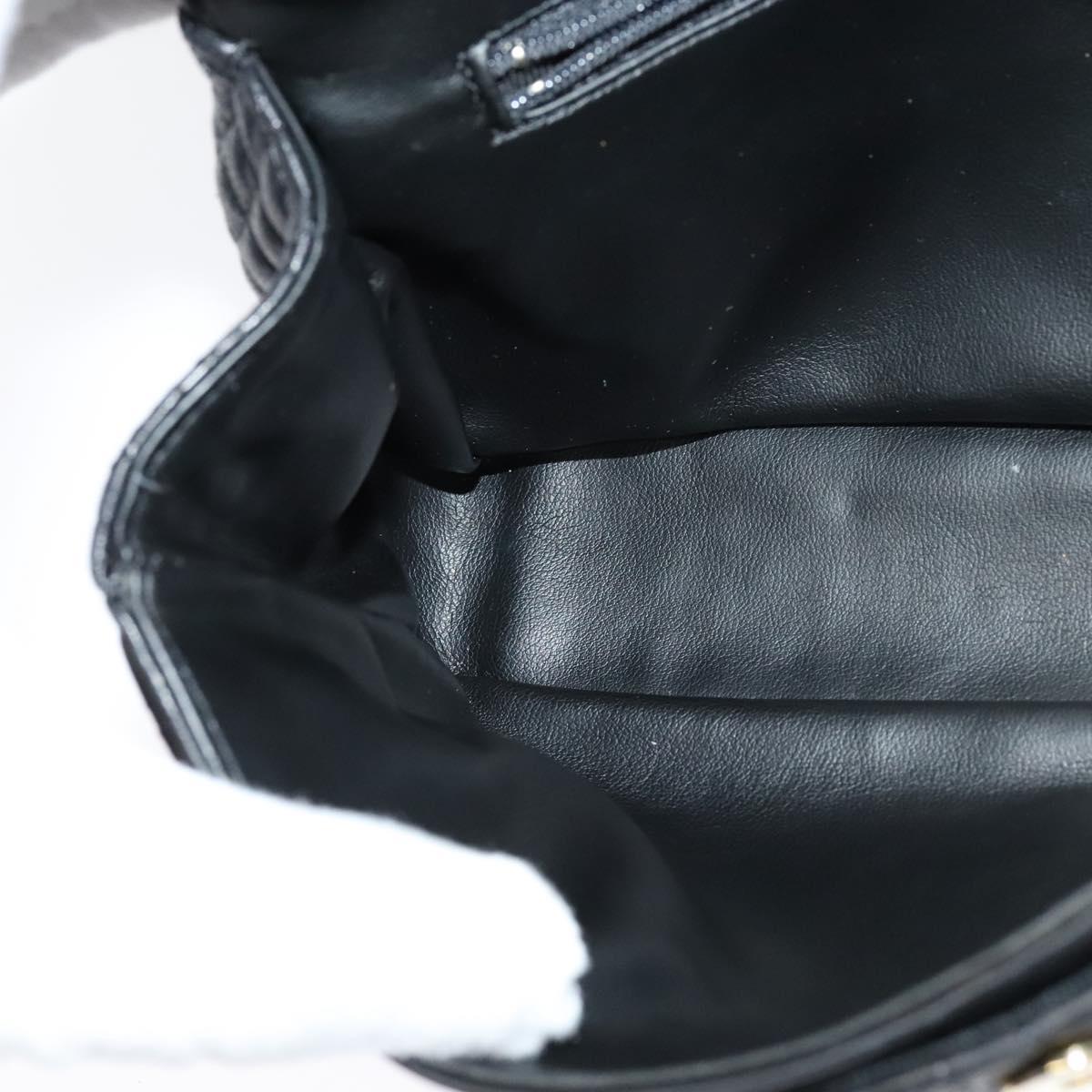 BALLY Chain Shoulder Bag Leather Black Auth KD388