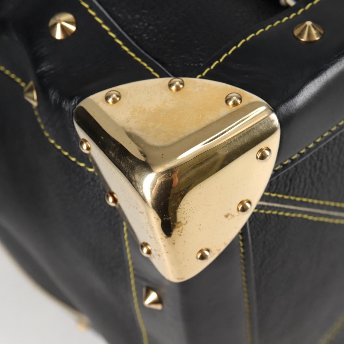 LOUIS VUITTON Suhari Extravagan Hand Bag Leather Black LV Auth KD398SM