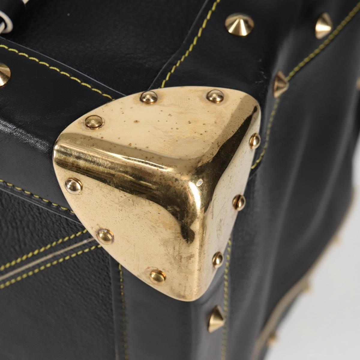 LOUIS VUITTON Suhari Extravagan Hand Bag Leather Black LV Auth KD398SM