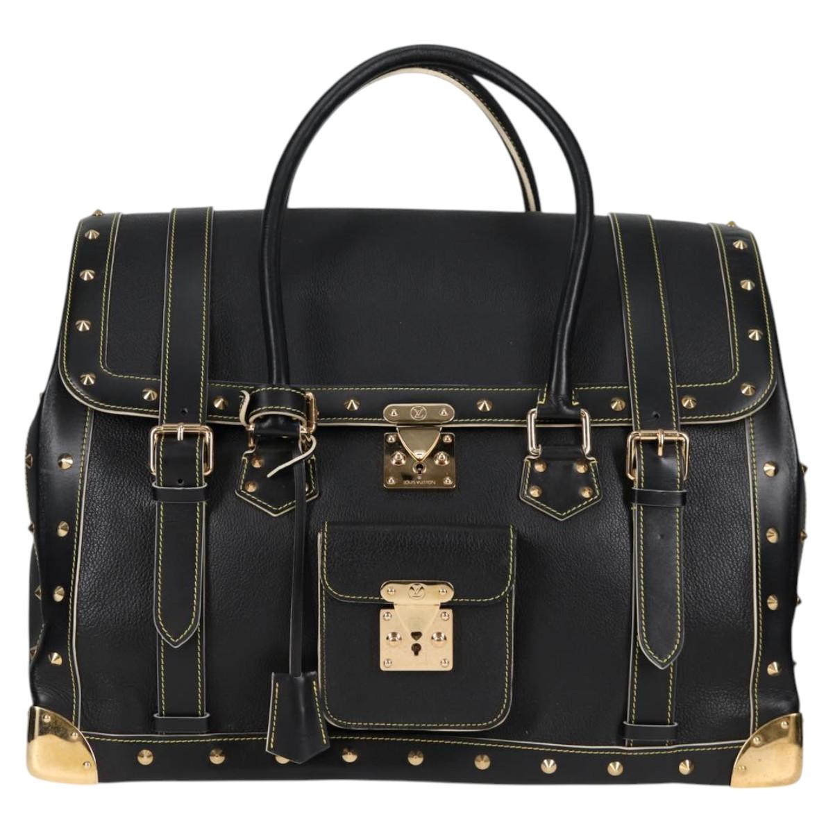 LOUIS VUITTON Suhari Extravagan Hand Bag Leather Black LV Auth KD398SM