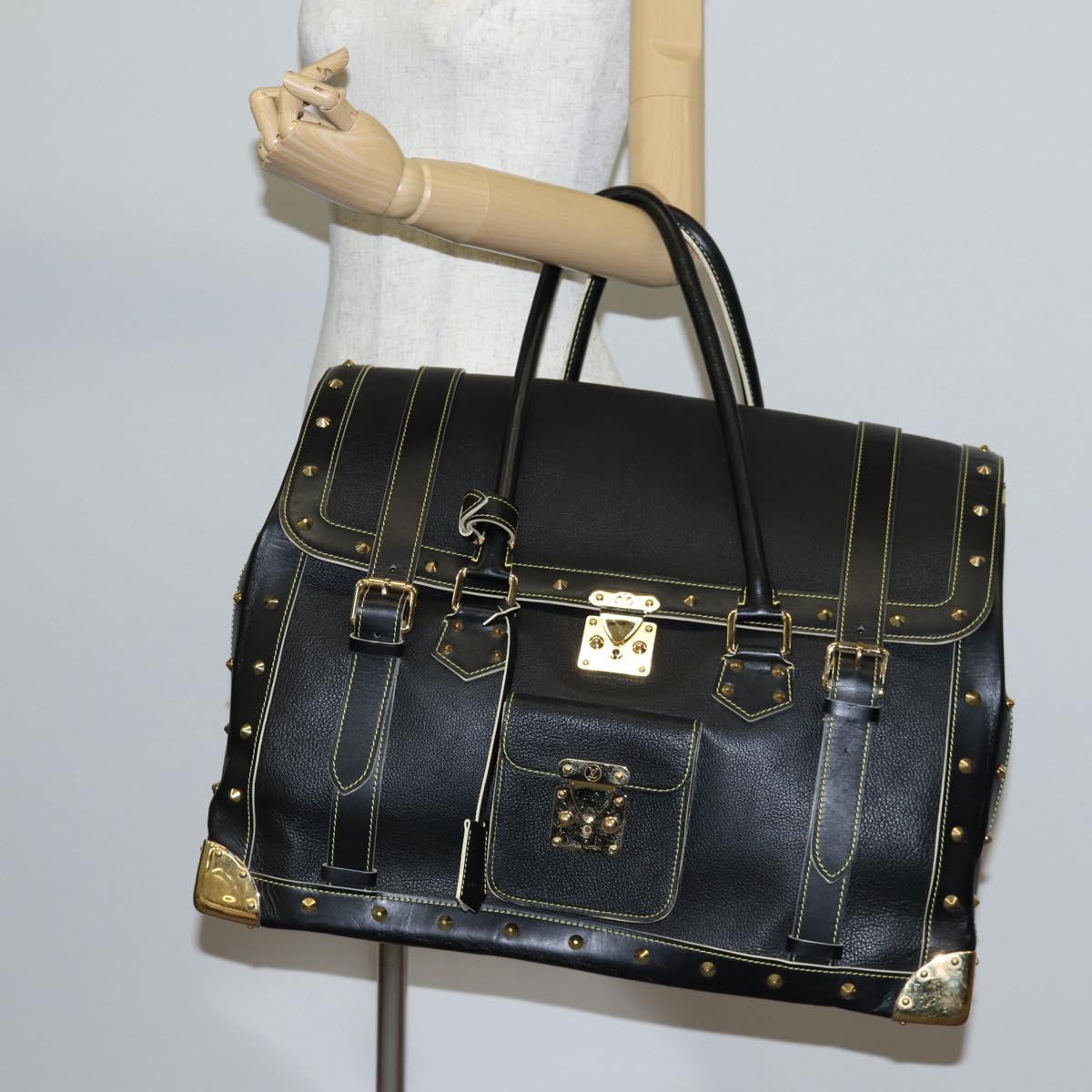 LOUIS VUITTON Suhari Extravagan Hand Bag Leather Black LV Auth KD398SM