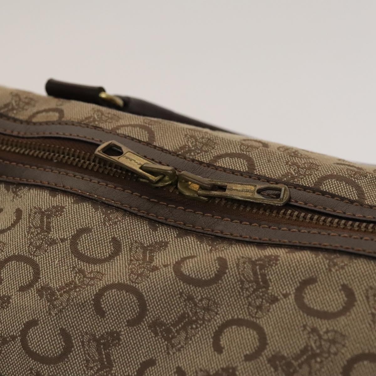 CELINE C Sulky Boston Bag Canvas Beige Gold Auth KD400