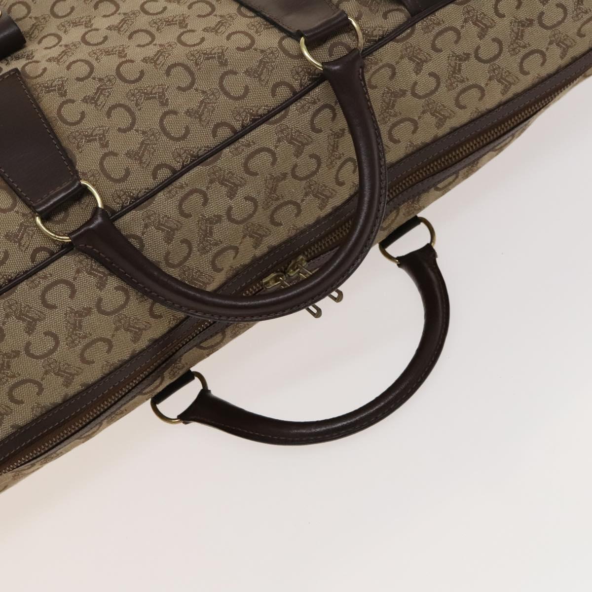 CELINE C Sulky Boston Bag Canvas Beige Gold Auth KD400