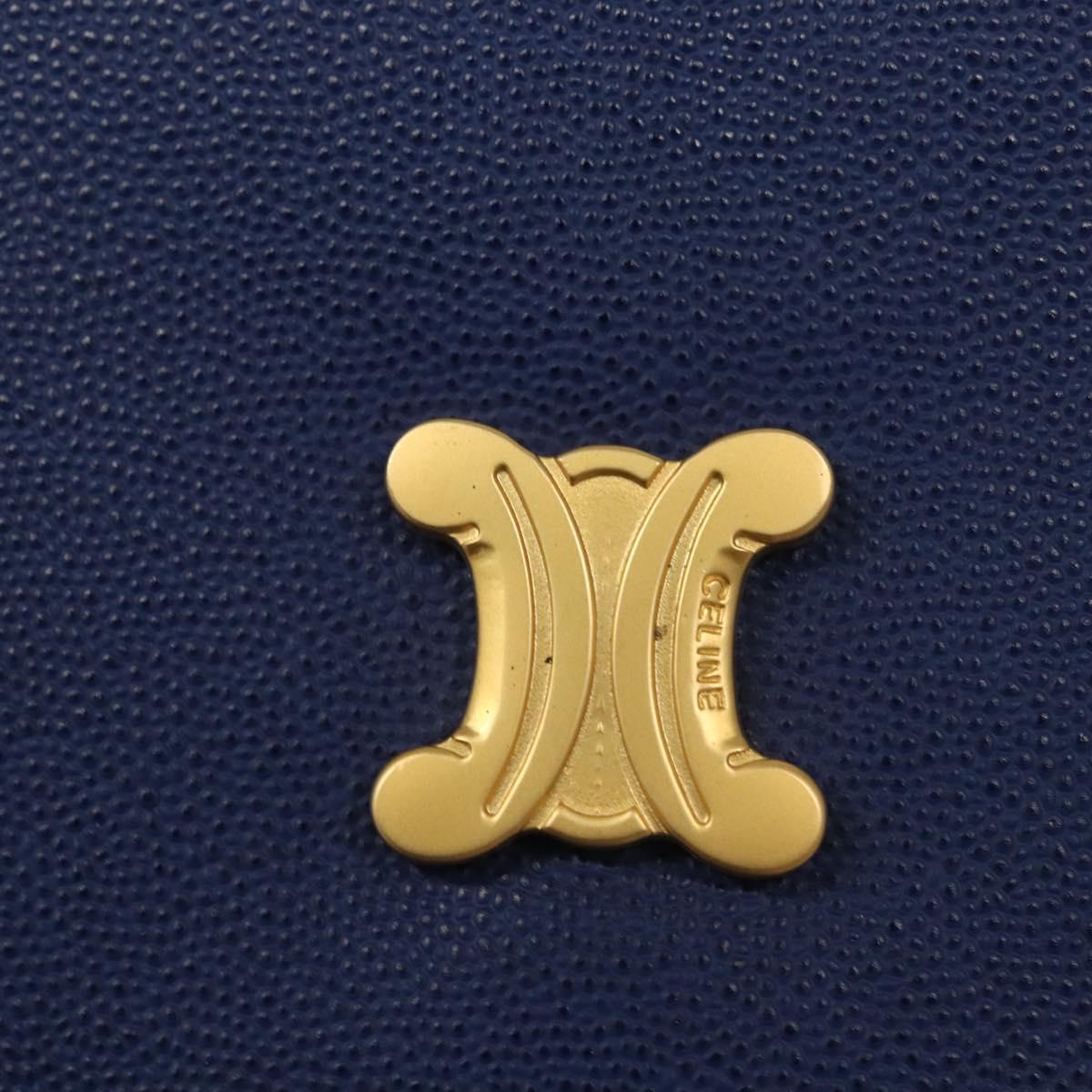 CELINE Shoulder Bag Leather Blue Gold Auth KD413