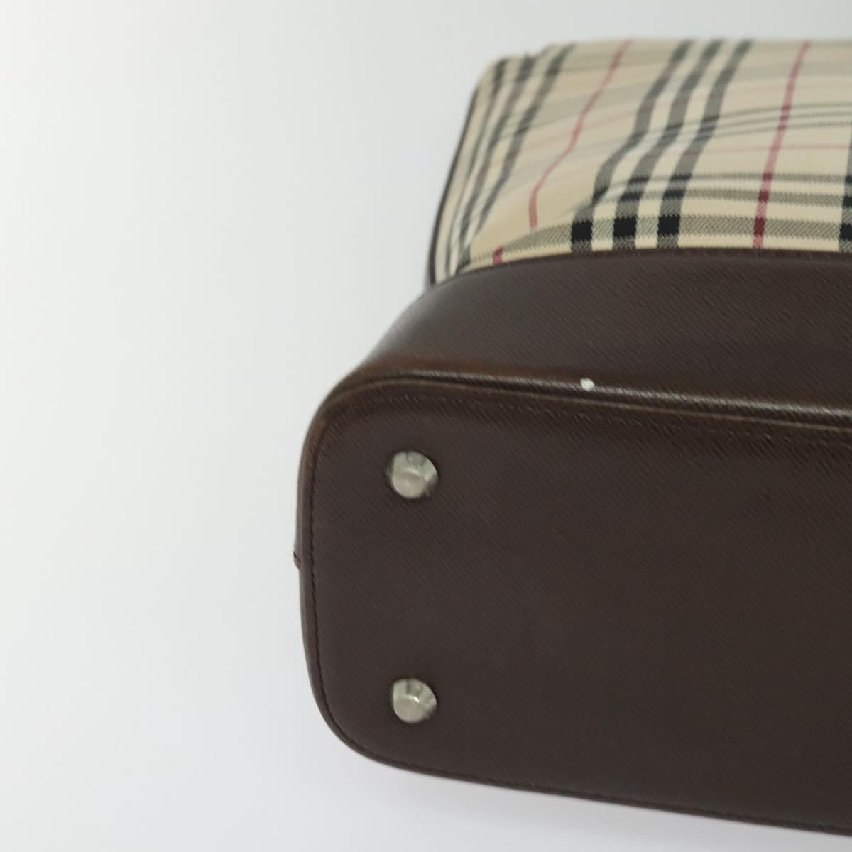 BURBERRY Nova Check Tote Bag Canvas Beige Silver Auth KD427