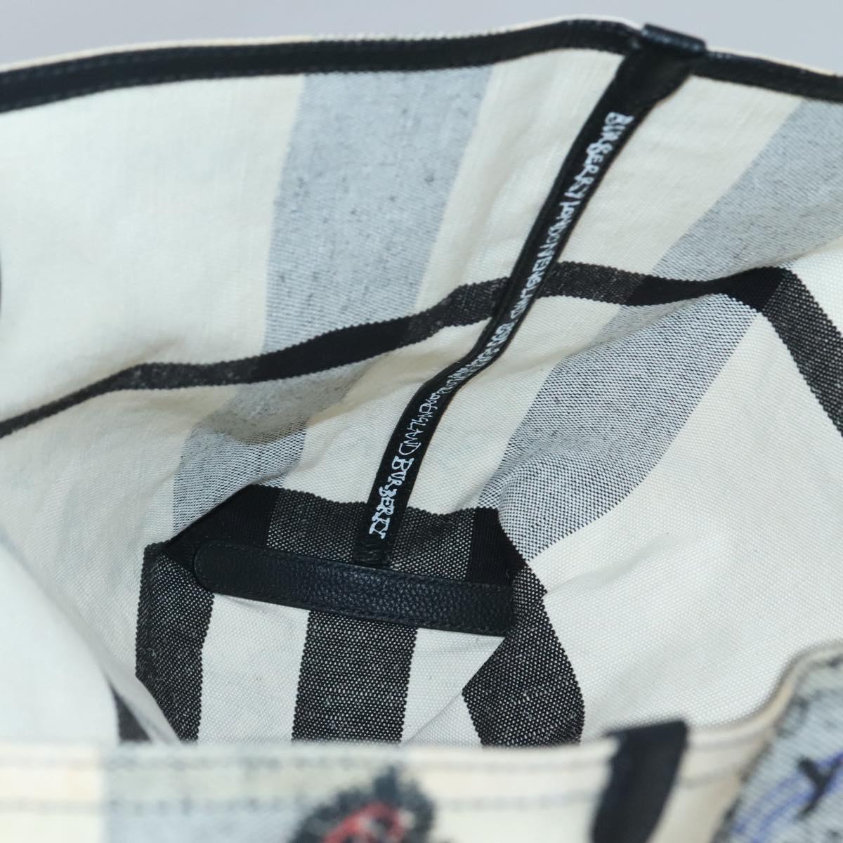 BURBERRY Tote Bag Coated Canvas White Auth KD428