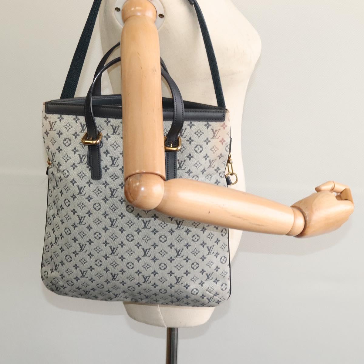 LOUIS VUITTON Monogram Mini Françoise Tote Bag 2way Blue M92208 LV Auth KD446