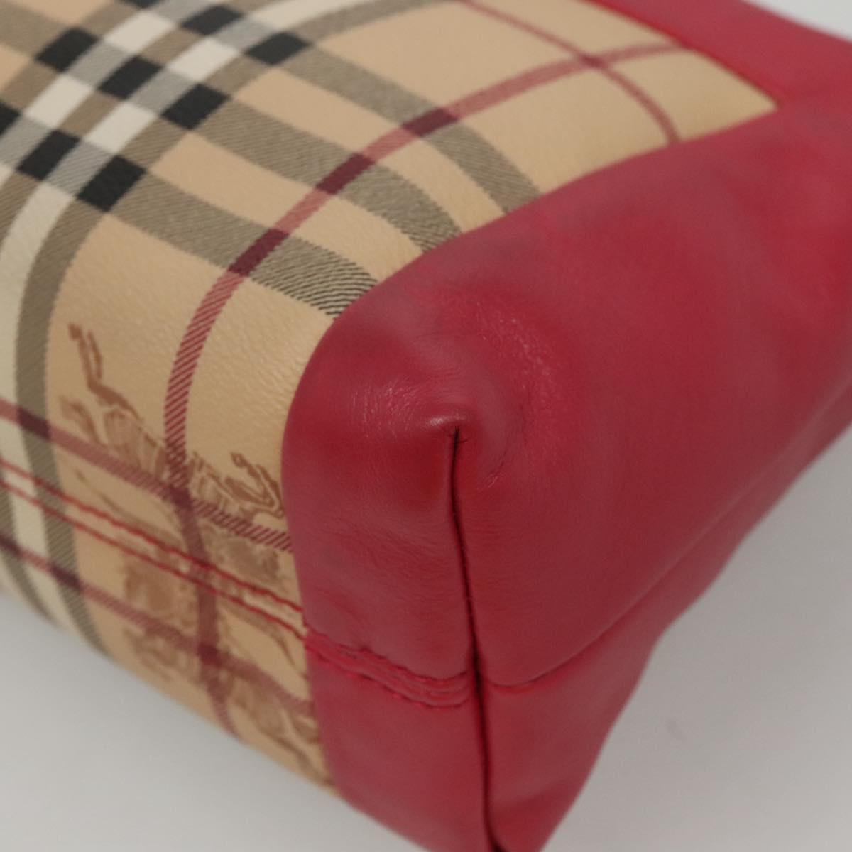 BURBERRY Nova Check Shoulder Bag PVC Pink Beige gold Auth KD447