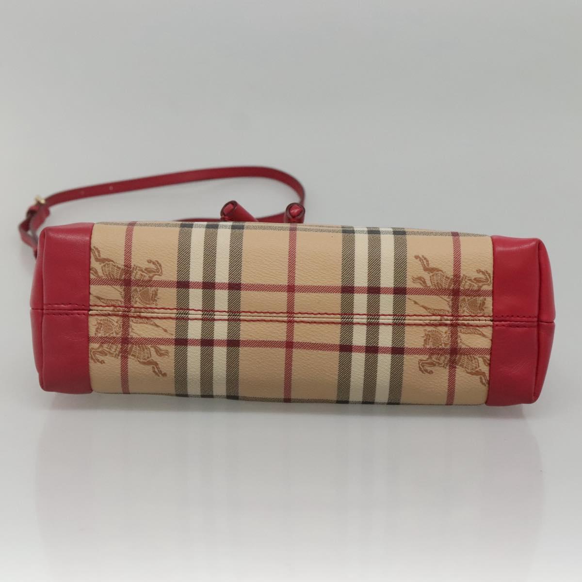 BURBERRY Nova Check Shoulder Bag PVC Pink Beige gold Auth KD447