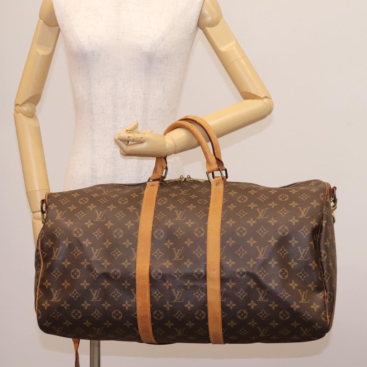 LOUIS VUITTON Monogram Keepall Bandouliere 55 Boston Bag M41414 LV Auth KD461