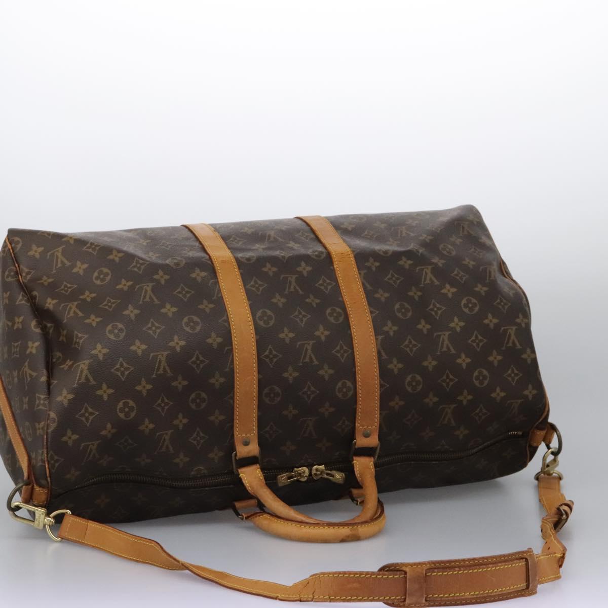 LOUIS VUITTON Monogram Keepall Bandouliere 55 Boston Bag M41414 LV Auth KD461