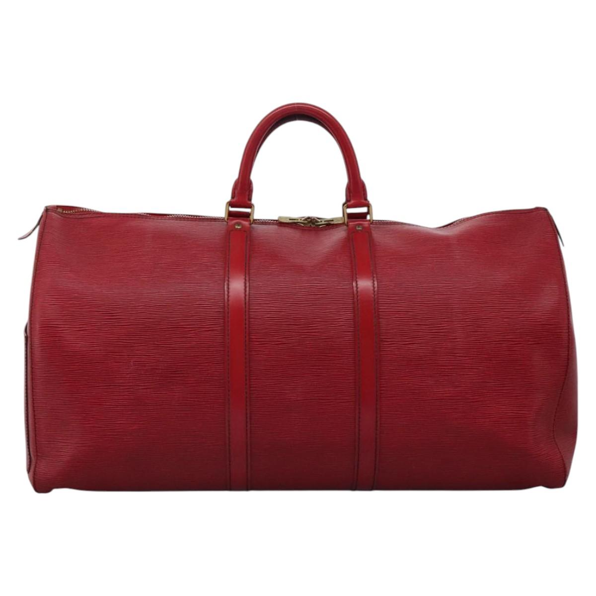 LOUIS VUITTON Epi Keepall 55 Boston Bag Red M42957 LV Auth KD472