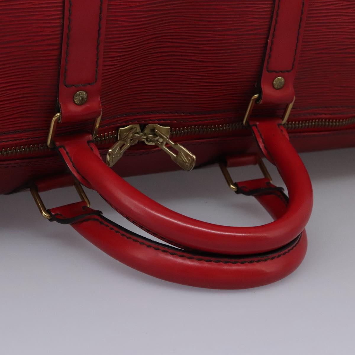 LOUIS VUITTON Epi Keepall 55 Boston Bag Red M42957 LV Auth KD472