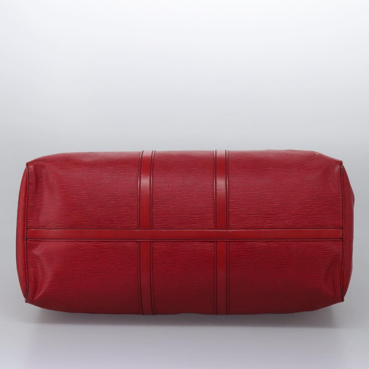 LOUIS VUITTON Epi Keepall 55 Boston Bag Red M42957 LV Auth KD472