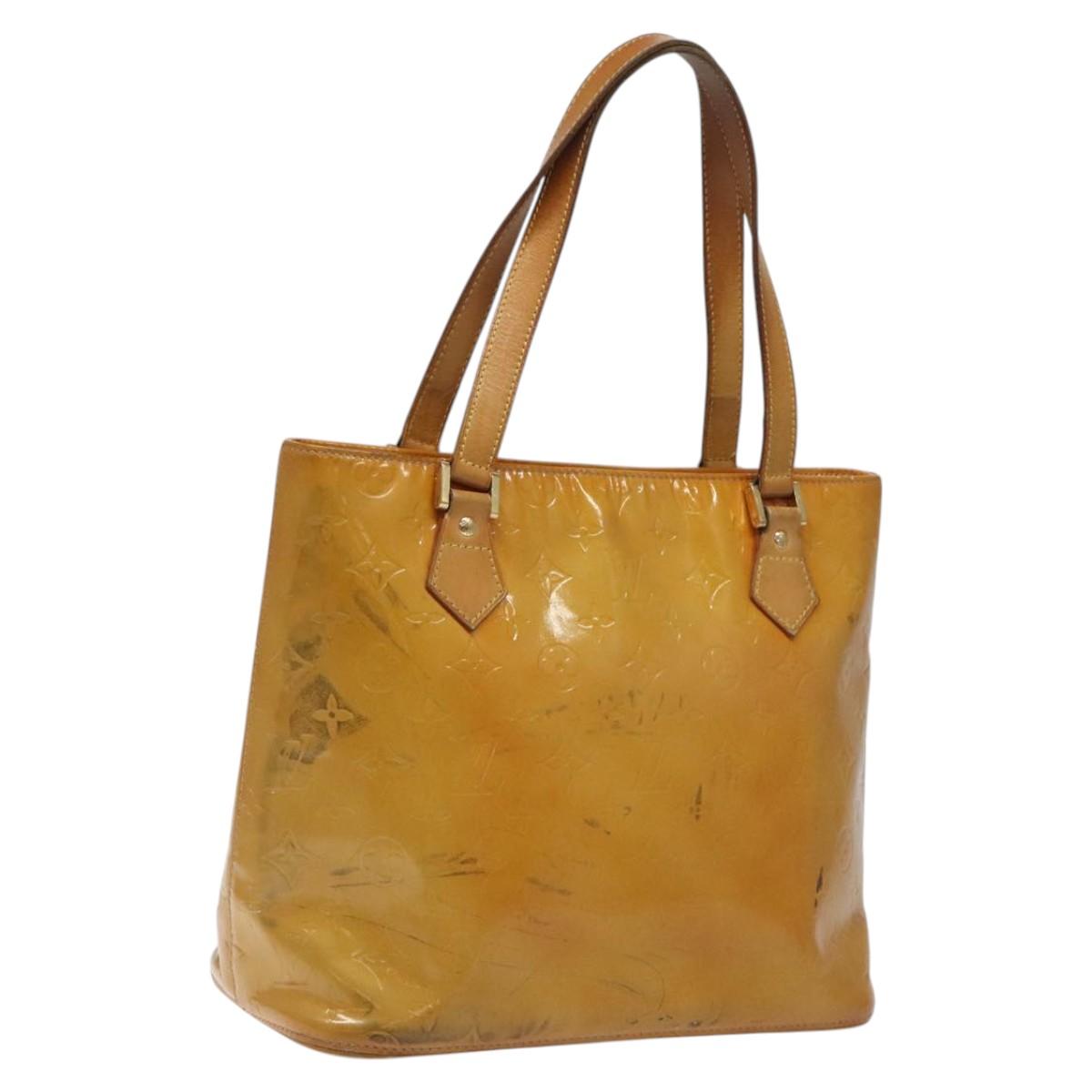 LOUIS VUITTON Monogram Vernis Houston Hand Bag Beige M91004 LV Auth KD482