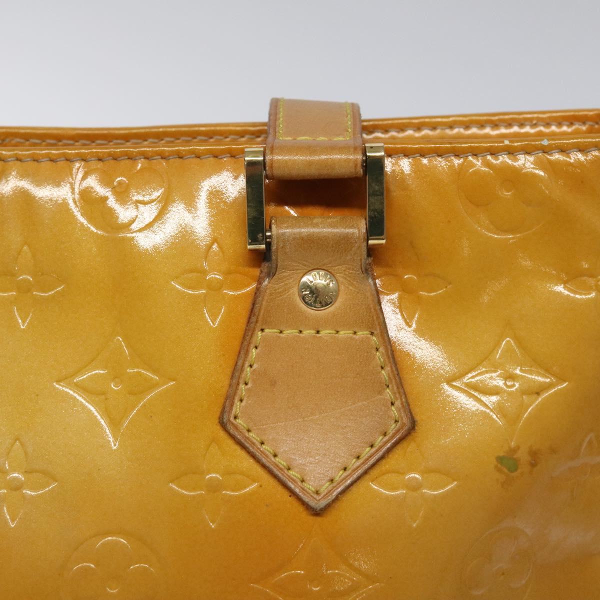 LOUIS VUITTON Monogram Vernis Houston Hand Bag Beige M91004 LV Auth KD482