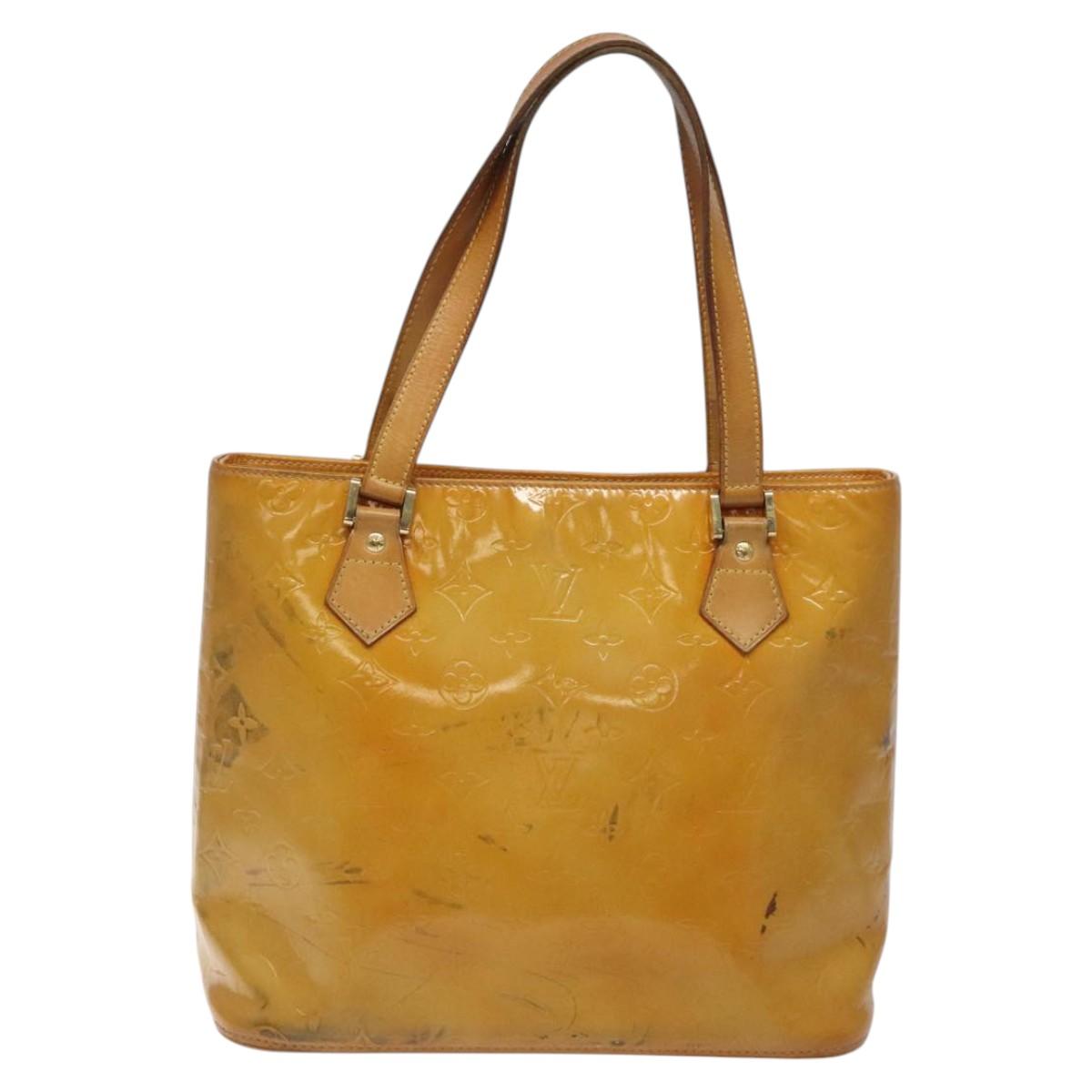 LOUIS VUITTON Monogram Vernis Houston Hand Bag Beige M91004 LV Auth KD482
