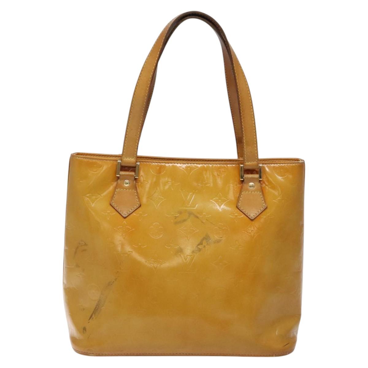 LOUIS VUITTON Monogram Vernis Houston Hand Bag Beige M91004 LV Auth KD482