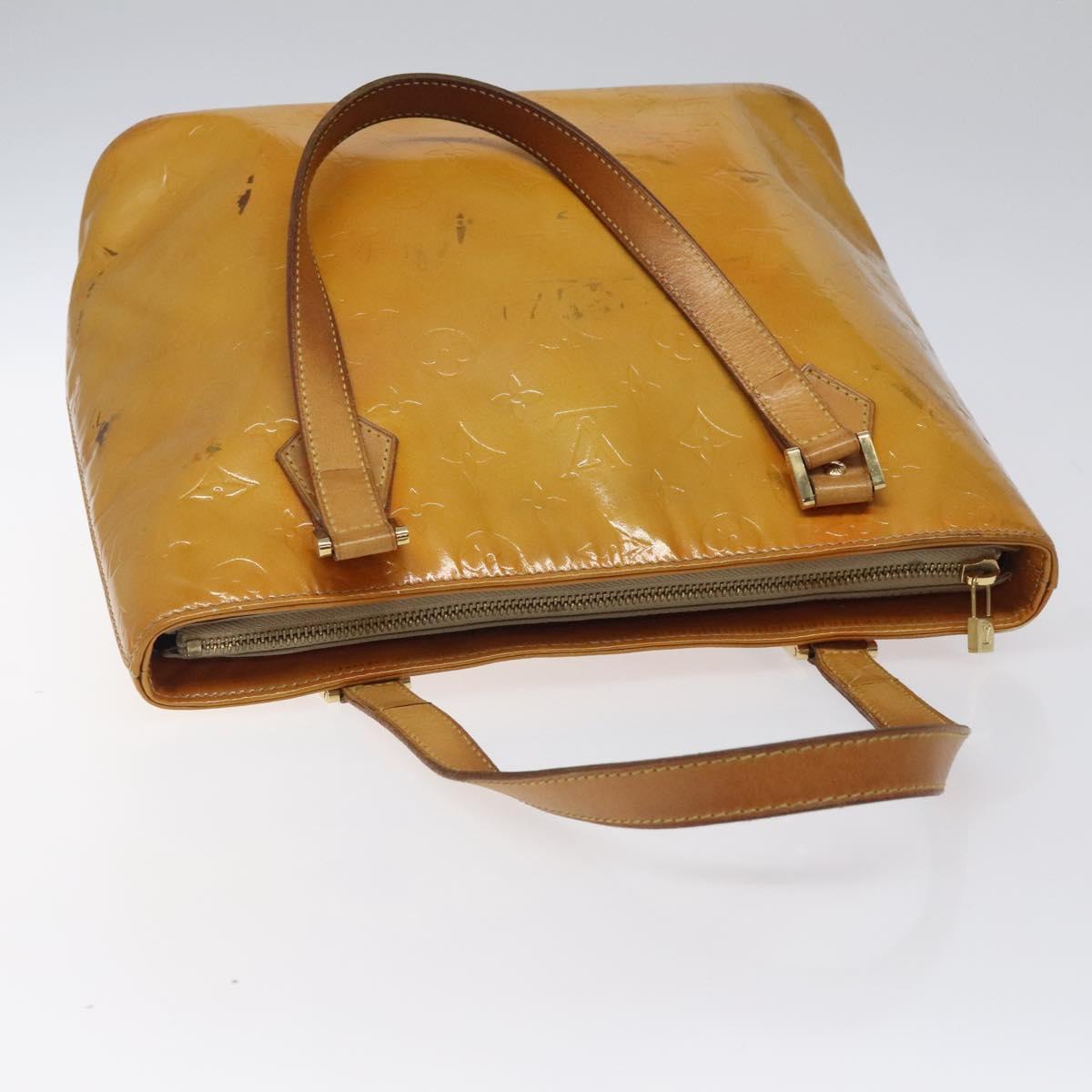 LOUIS VUITTON Monogram Vernis Houston Hand Bag Beige M91004 LV Auth KD482