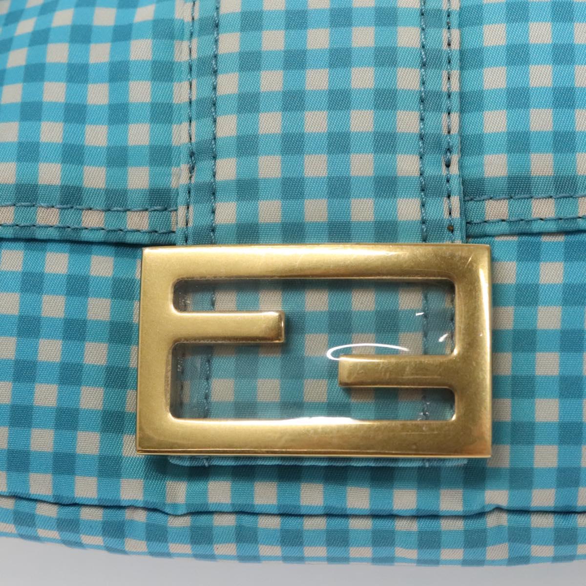 FENDI Waist bag Nylon Blue Gold Auth KD512
