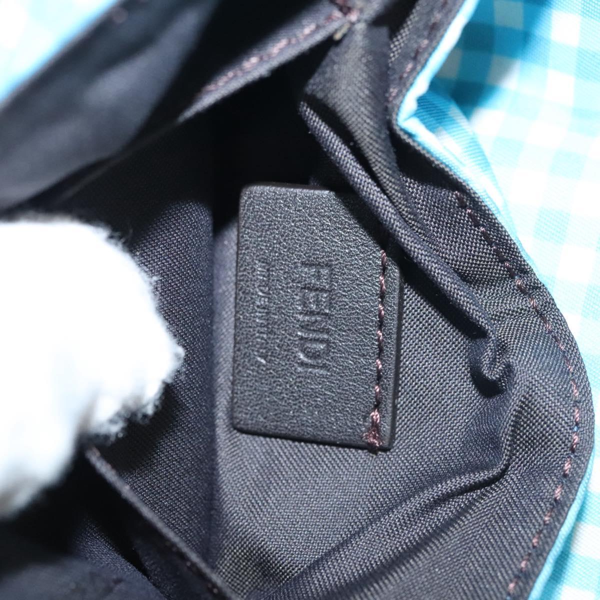 FENDI Waist bag Nylon Blue Gold Auth KD512