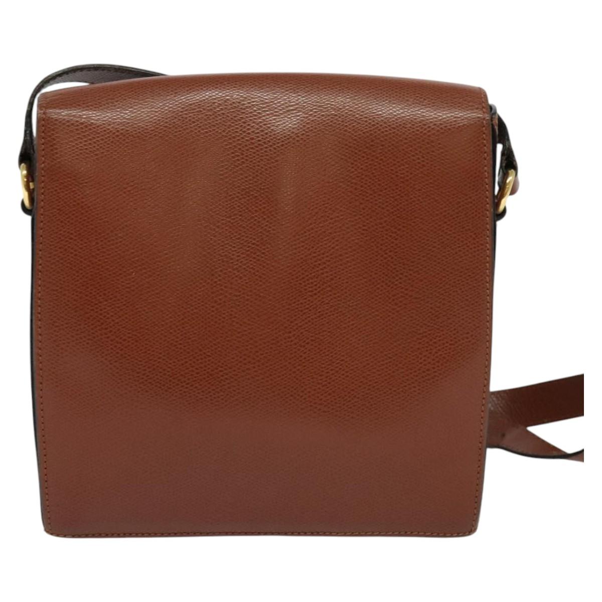 CELINE Shoulder Bag Leather Brown Auth KD516