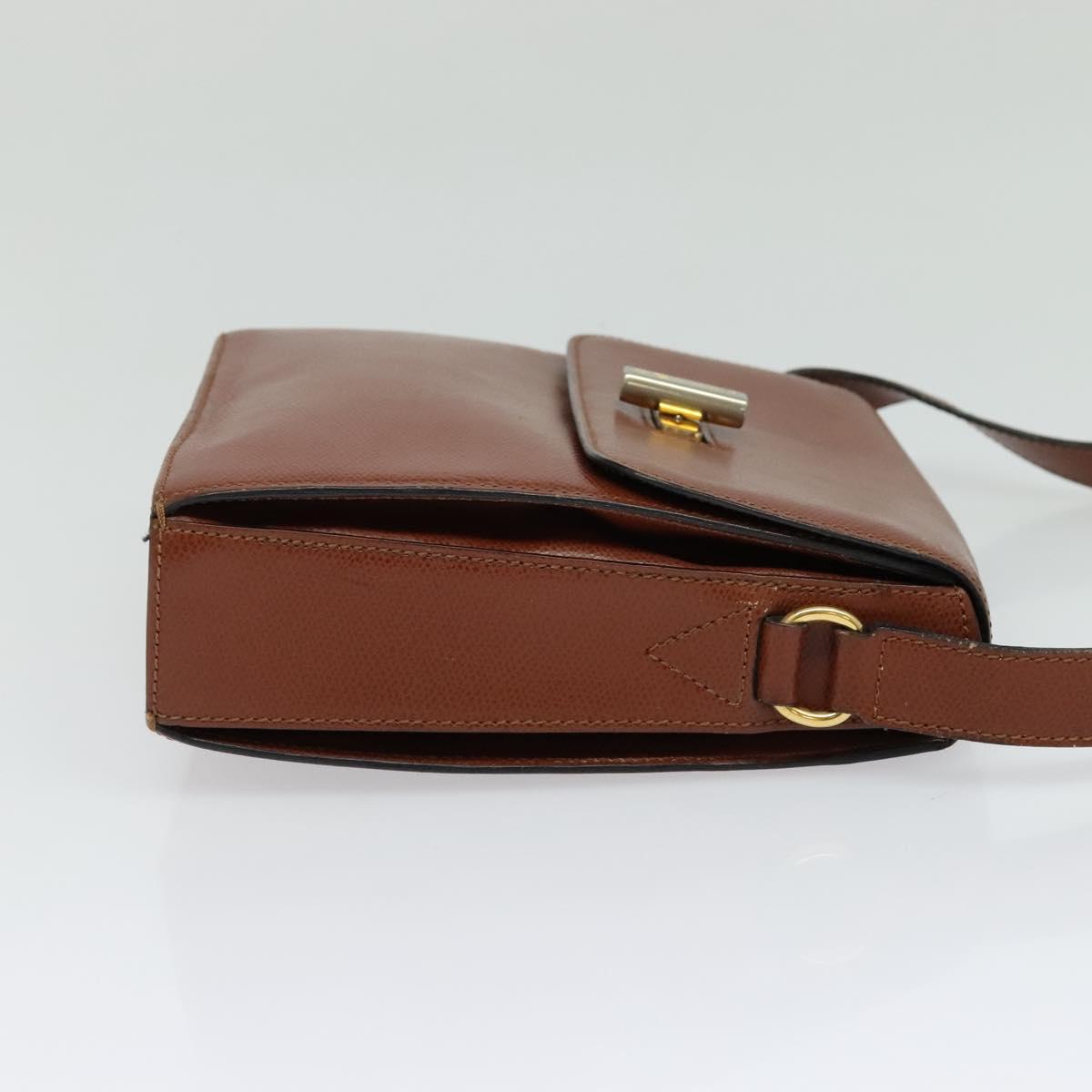 CELINE Shoulder Bag Leather Brown Auth KD516