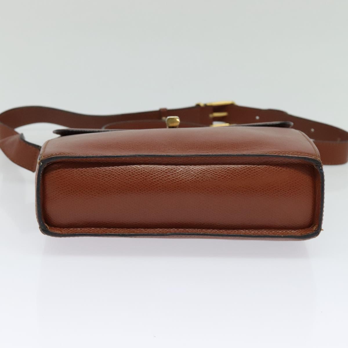 CELINE Shoulder Bag Leather Brown Auth KD516