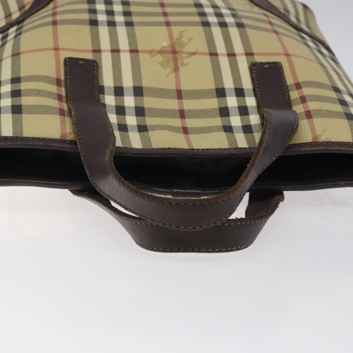 BURBERRY Nova Check Hand Bag PVC Beige Auth KD523