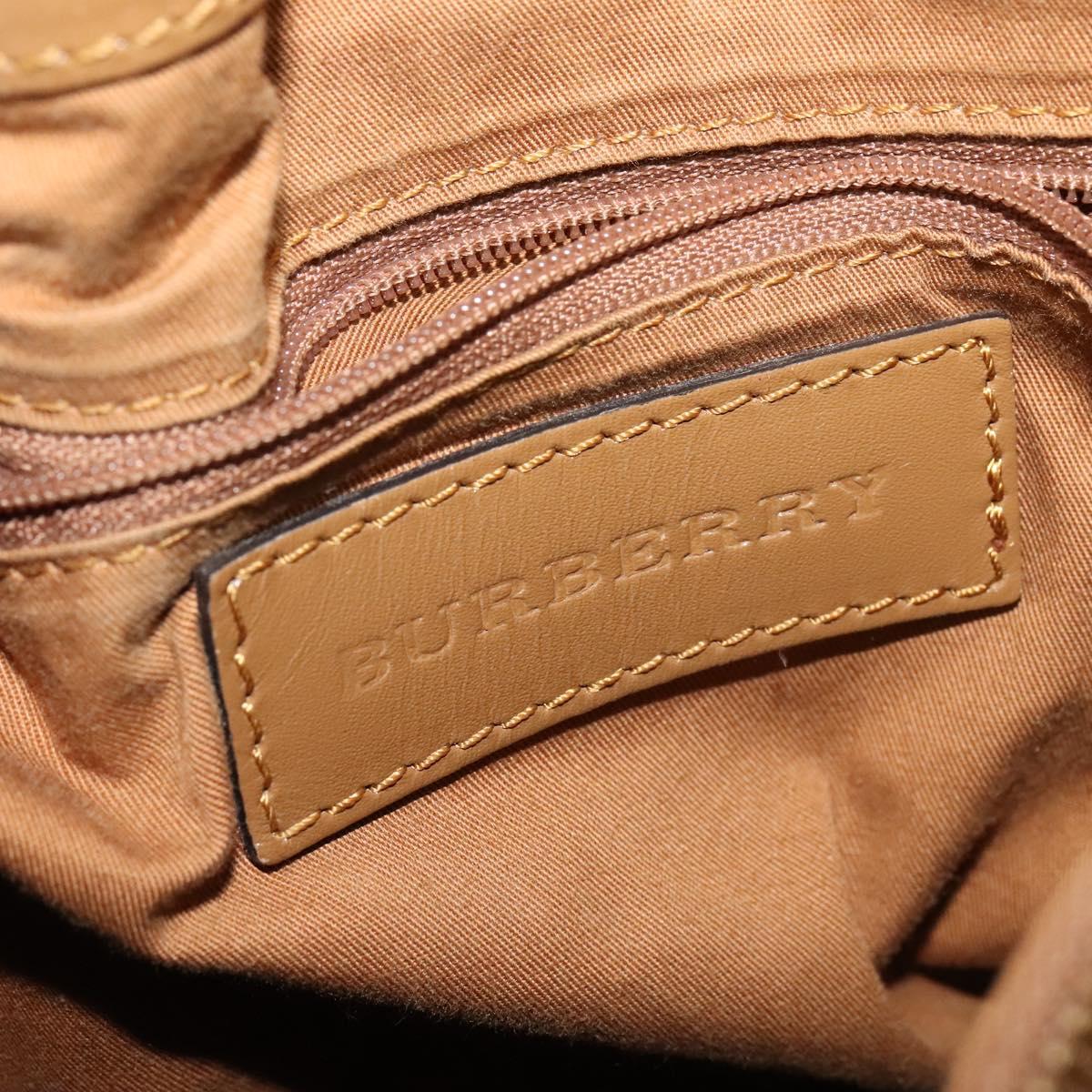 BURBERRY Nova Check Hand Bag PVC 2way Beige Gold Auth KD524
