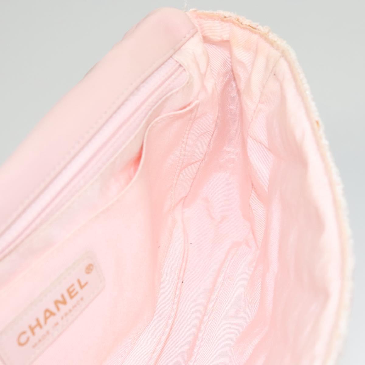 CHANEL Matelasse Chain Shoulder Bag tweed Pink CC Auth KD532