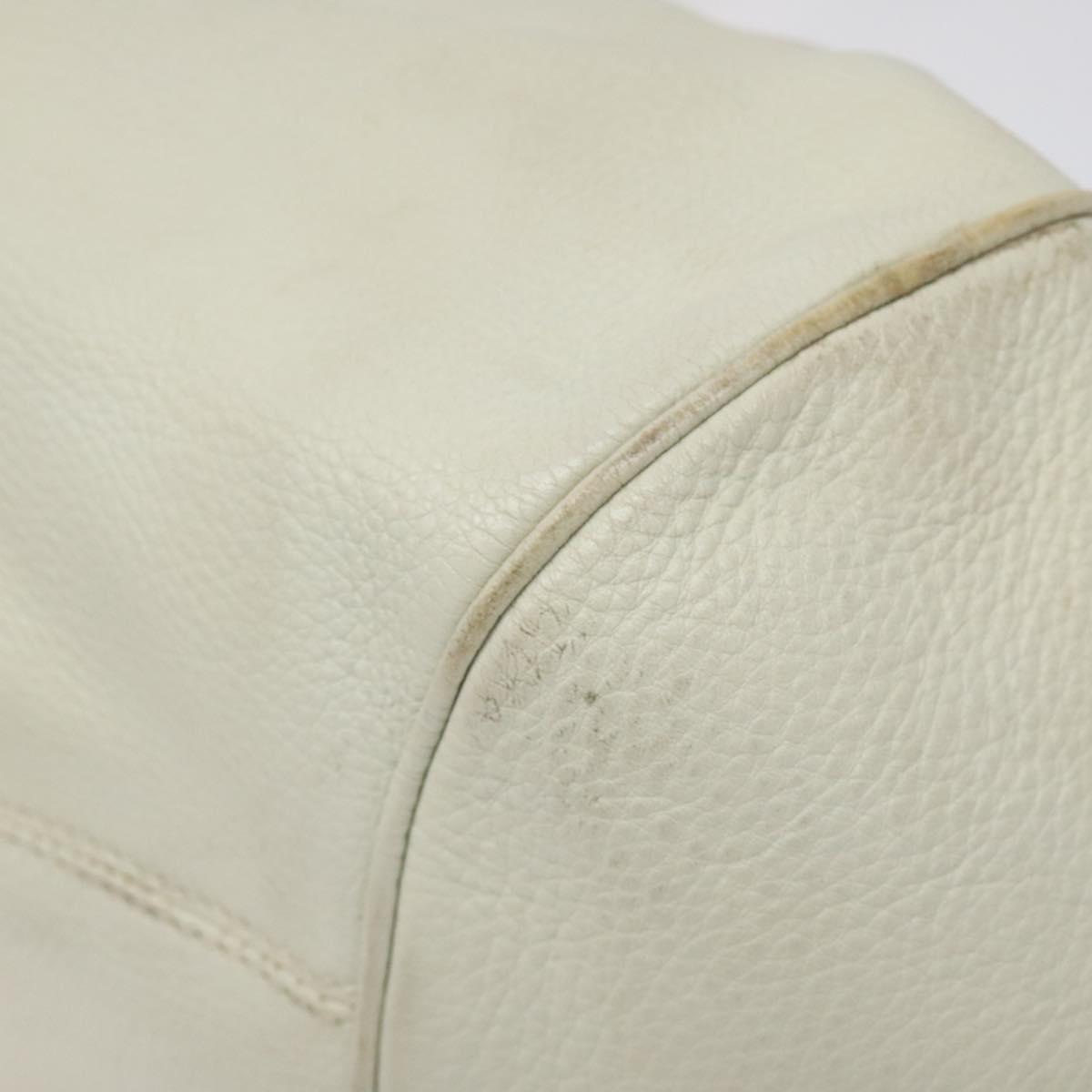 Salvatore Ferragamo Gancini Shoulder Bag Leather White Silver Auth KD545