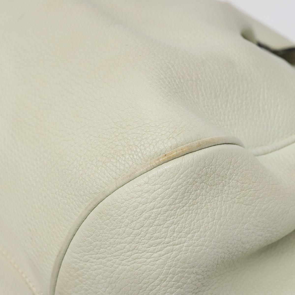Salvatore Ferragamo Gancini Shoulder Bag Leather White Silver Auth KD545