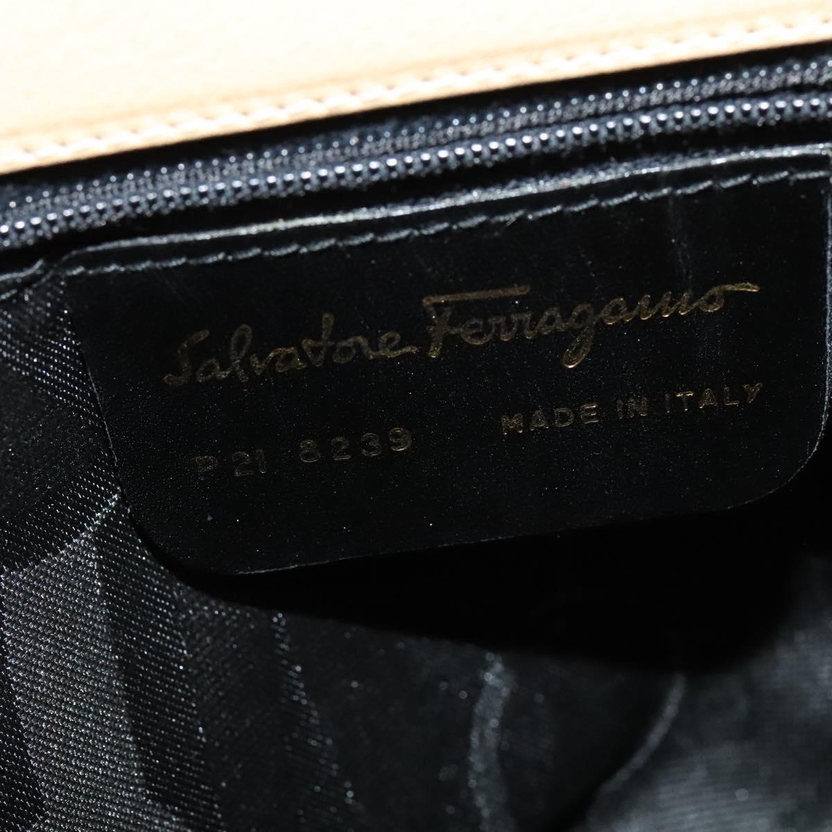 Salvatore Ferragamo Hand Bag Leather 2way Beige Gold Auth KD546