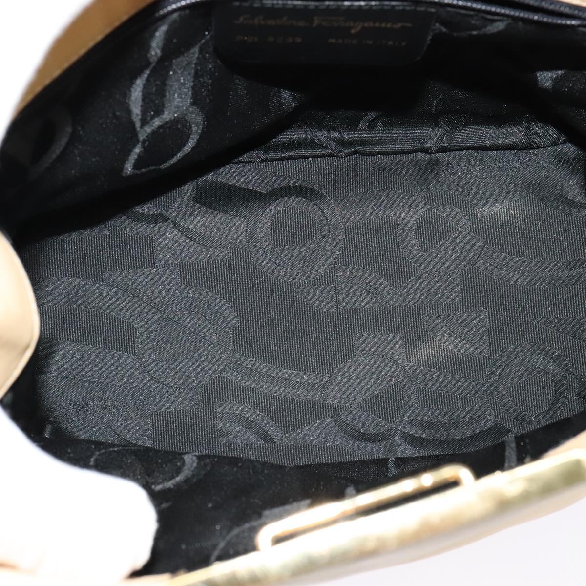 Salvatore Ferragamo Hand Bag Leather 2way Beige Gold Auth KD546