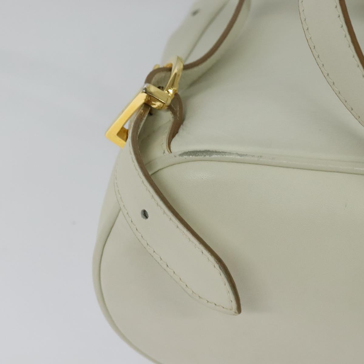 Salvatore Ferragamo Gancini Backpack Leather White Gold Auth KD549